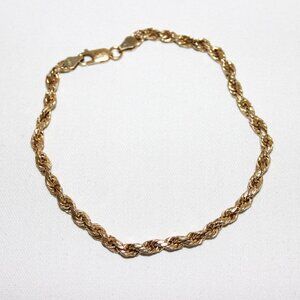 14k Solid Gold Bracelet 585 Gold Rope Bracelet 7.5 in length 5mm width